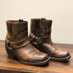 Cabela's Brown Leather Harness Strap Ankle Boots